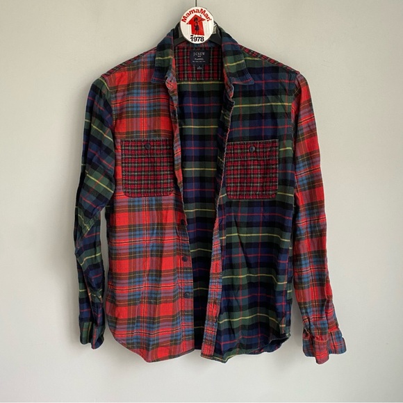 J.CREW Plaid Patch Flannel Button Down Shirt Size M - Picture 5 of 5